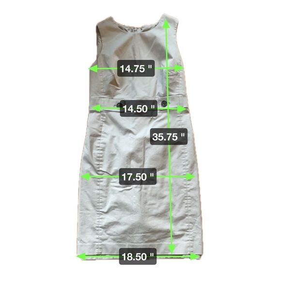 Ann Taylor Gray Pencil Dress Button Accents Crew Neck Sleeveless Women’s Size 4 - Picture 6 of 6